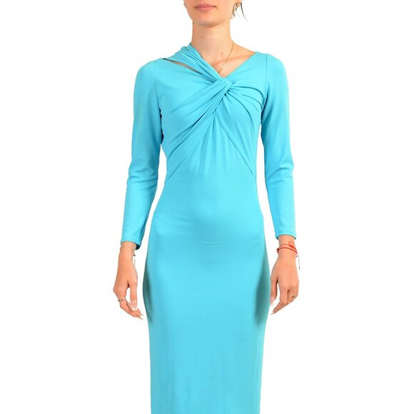 Versace Women's Sky Blue Long Sleeve Bodycon Dress US XS IT 38 - Picture 1 of 5